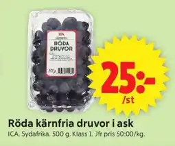ICA Supermarket RÖDA KÄRNFRIA DRUVOR I ASK erbjuda