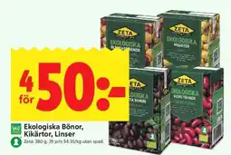ICA Supermarket Ekologiska bönor, kikärtor, linser erbjuda