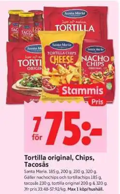 ICA Supermarket Tortilla original, Chips, Tacosås erbjuda