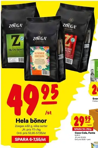 City Gross Zoegas Kaffebönor erbjuda