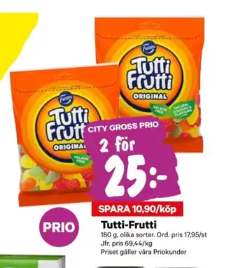 City Gross Tutti Frutti Godispåsar erbjuda