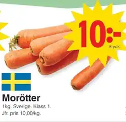 Matöppet Morötter erbjuda