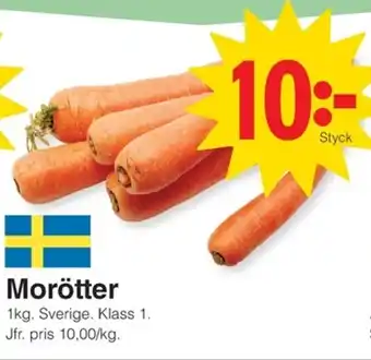 Matöppet Morötter erbjuda