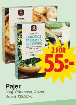 Matöppet Garant Pajer erbjuda