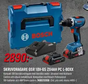 BOSCH Skruvdragare GSR 18V-65 2X4AH PC L-BOXX