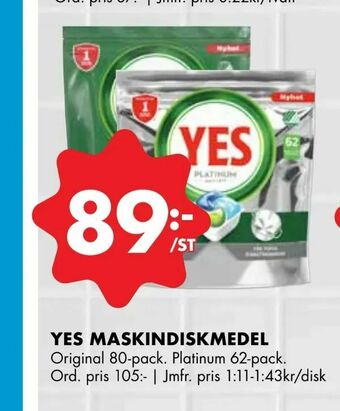 Yes maskindiskmedel