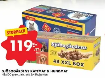ÖoB Sjöbogårdens kattmat & hundmat erbjuda
