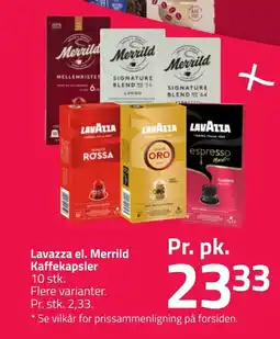 Fleggaard Lavazza el. merrild kaffekapsler erbjuda