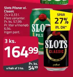 Fleggaard Slots pilsner el. classic erbjuda