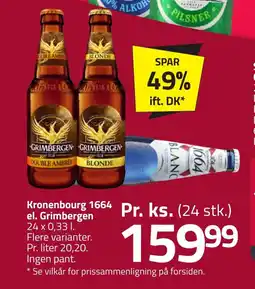 Fleggaard Kronenbourg 1664 el. grimbergen erbjuda