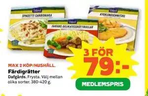 Färdigrätter, Medlemspris