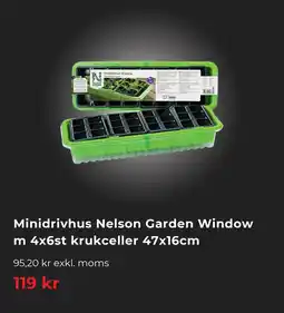 Granngården Minidrivhus nelson garden window m 4x6st krukceller erbjuda