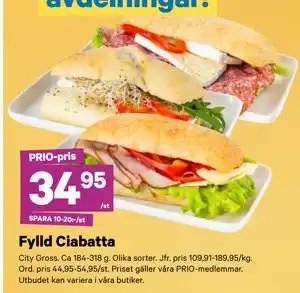 City Gross Fylld Ciabatta, Pris i appen erbjuda