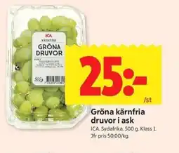 ICA Kvantum ICA Gröna kärnfria druvor i ask erbjuda