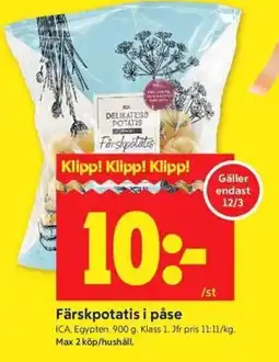 ICA Kvantum ICA Färskpotatis i påse erbjuda