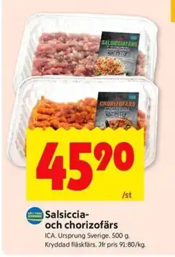 ICA Kvantum ICA Salsiccia- och chorizofärs erbjuda