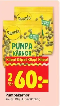 ICA Kvantum Risenta Pumpakärnor erbjuda