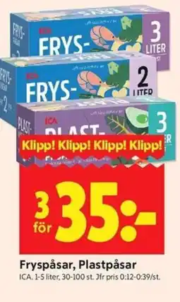 ICA Kvantum ICA Fryspåsar, Plastpåsar erbjuda