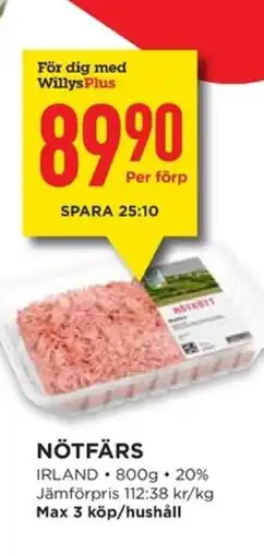 Willys Nötfärs erbjuda