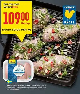 Willys KRONFÅGEL Kycklinglårfilé, kycklingbröstfilé erbjuda