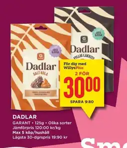 Willys GARANT Dadlar erbjuda