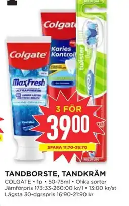 Willys COLGATE Tandborste, tandkräm erbjuda