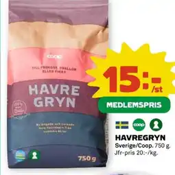 Coop Coop Havregryn erbjuda
