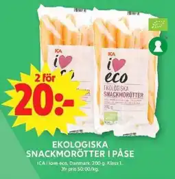 ICA Maxi ICA Ekologiska snackmorötter i påse erbjuda