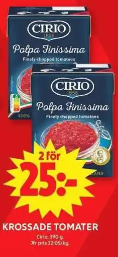 ICA Maxi CIRIO Krossade tomater erbjuda