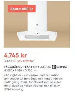 Electrolux Home VÄGGHÄNGD FLÄKT erbjuda