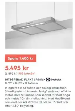 Electrolux Home INTEGRERAD FLÄKT erbjuda