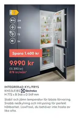Electrolux Home INTEGRERAD KYL/FRYS erbjuda