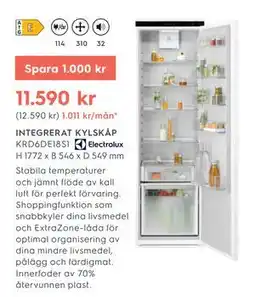 Electrolux Home INTEGRERAT KYLSKÅP erbjuda