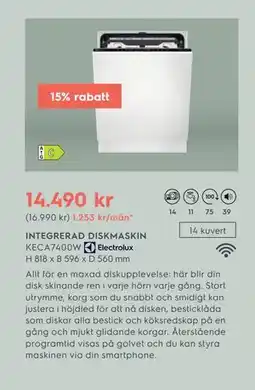Electrolux Home INTEGRERAD DISKMASKIN KECA7400W Electrolux erbjuda