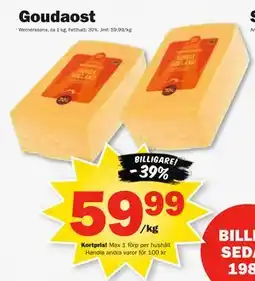 Pekås Goudaost, Medlemspris erbjuda
