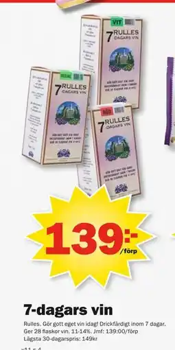 Pekås 7-dagars vin erbjuda