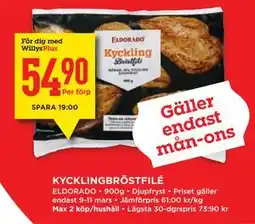 Willys KYCKLINGBRÖSTFILÉ, Medlemspris erbjuda