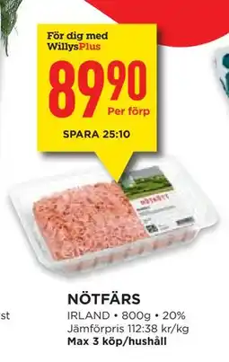 Willys NÖTFÄRS, Medlemspris erbjuda