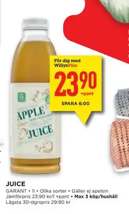 Willys JUICE, Medlemspris erbjuda