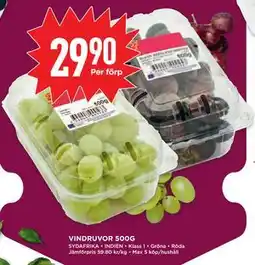 Willys VINDRUVOR 500G erbjuda