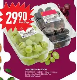 Willys Hemma VINDRUVOR 500G erbjuda