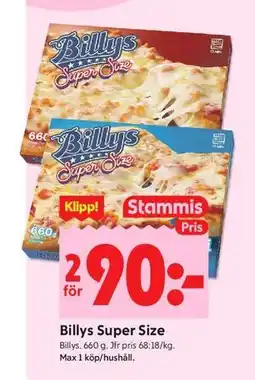 ICA Kvantum Billys Super Size, Medlemspris erbjuda