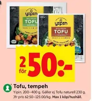 ICA Kvantum Tofu, tempeh erbjuda