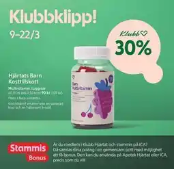 ICA Kvantum Hjärtats Barn Kosttillskott, Medlemspris erbjuda