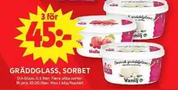 ICA Maxi SIAGLASS Gräddglass, sorbet erbjuda