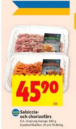ICA Kvantum Salsiccia- och chorizofärs erbjuda