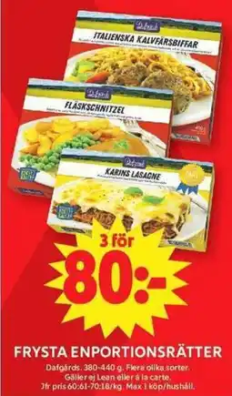 ICA Maxi DAFGÅRDS Frysta enportionsrätter erbjuda