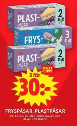 ICA Maxi ICA Fryspåsar, plastpåsar erbjuda