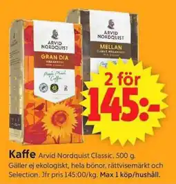 ICA Supermarket ARVID NORDQUIST Kaffe erbjuda