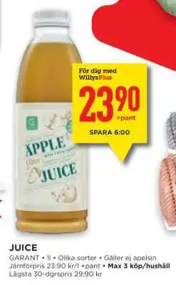 Willys JUICE erbjuda